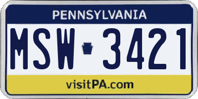 PA license plate MSW3421