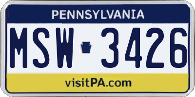 PA license plate MSW3426