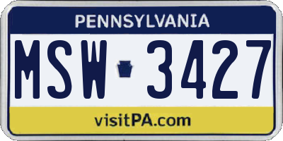 PA license plate MSW3427