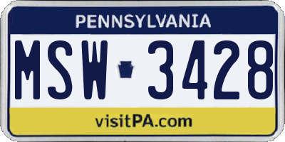 PA license plate MSW3428