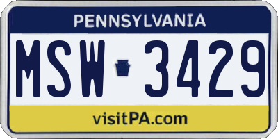 PA license plate MSW3429