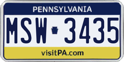PA license plate MSW3435
