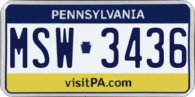 PA license plate MSW3436