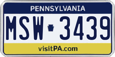 PA license plate MSW3439