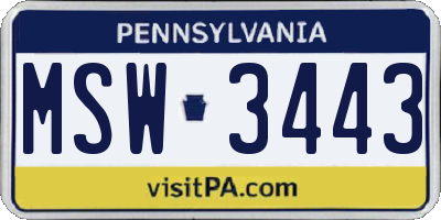 PA license plate MSW3443