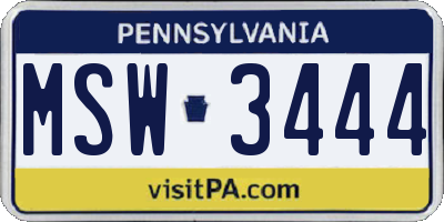 PA license plate MSW3444