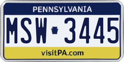 PA license plate MSW3445