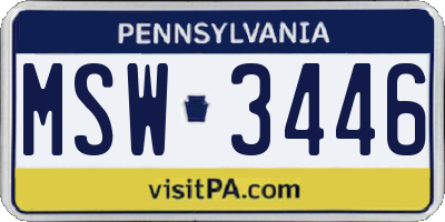 PA license plate MSW3446