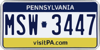 PA license plate MSW3447