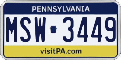 PA license plate MSW3449