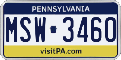PA license plate MSW3460
