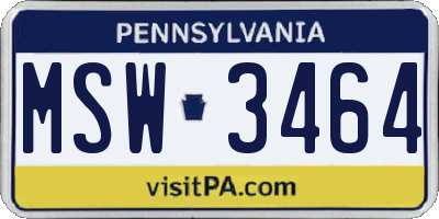 PA license plate MSW3464