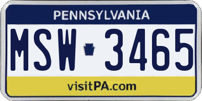 PA license plate MSW3465
