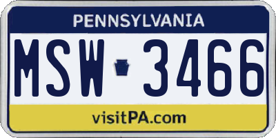 PA license plate MSW3466