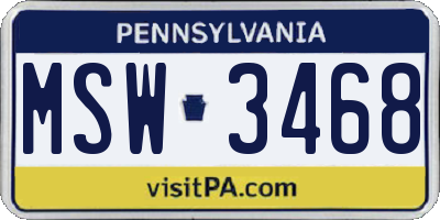 PA license plate MSW3468