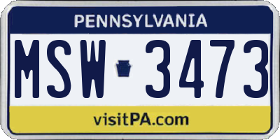 PA license plate MSW3473