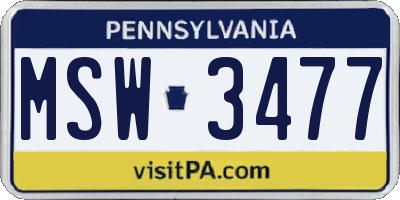 PA license plate MSW3477