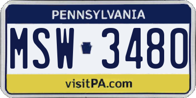 PA license plate MSW3480