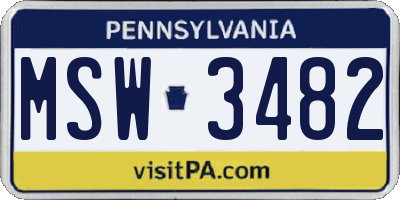PA license plate MSW3482