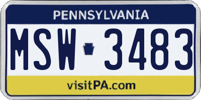 PA license plate MSW3483
