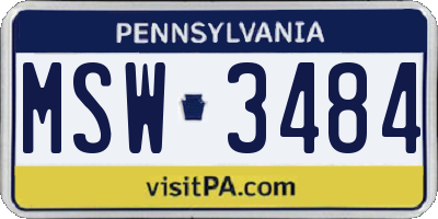 PA license plate MSW3484