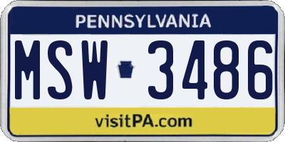 PA license plate MSW3486