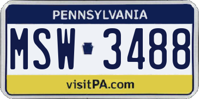 PA license plate MSW3488