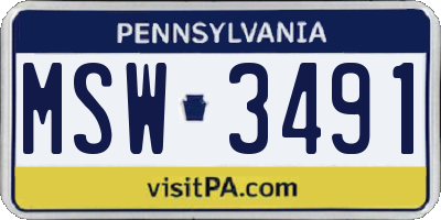 PA license plate MSW3491