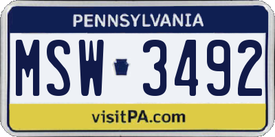 PA license plate MSW3492