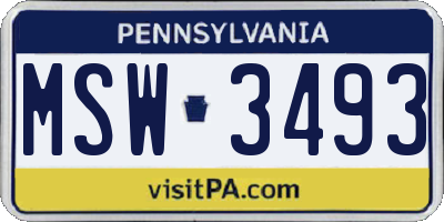 PA license plate MSW3493