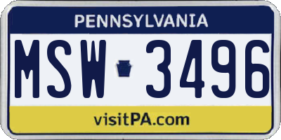 PA license plate MSW3496
