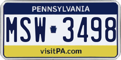 PA license plate MSW3498