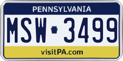 PA license plate MSW3499