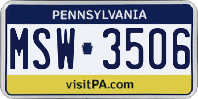 PA license plate MSW3506
