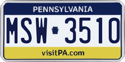 PA license plate MSW3510