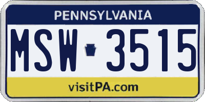 PA license plate MSW3515