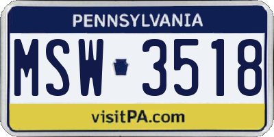 PA license plate MSW3518