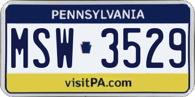 PA license plate MSW3529