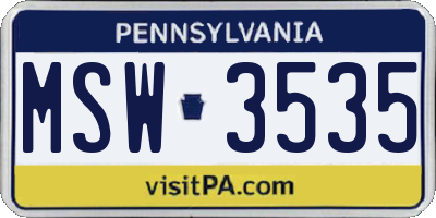 PA license plate MSW3535