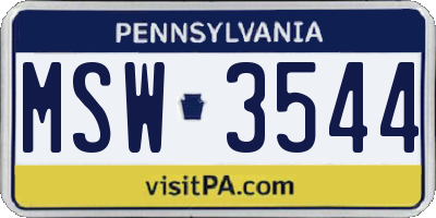 PA license plate MSW3544
