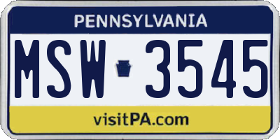 PA license plate MSW3545