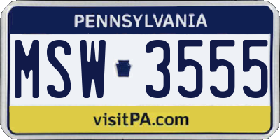 PA license plate MSW3555