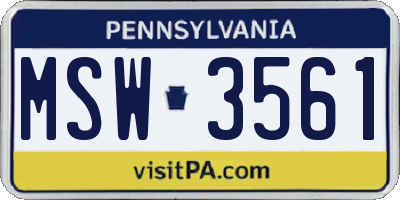 PA license plate MSW3561
