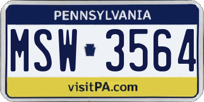 PA license plate MSW3564