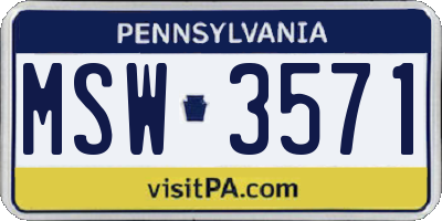 PA license plate MSW3571
