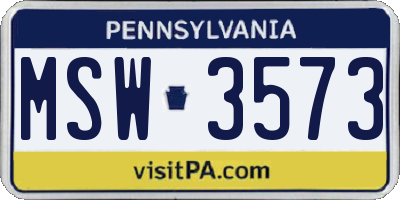 PA license plate MSW3573
