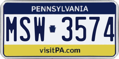 PA license plate MSW3574