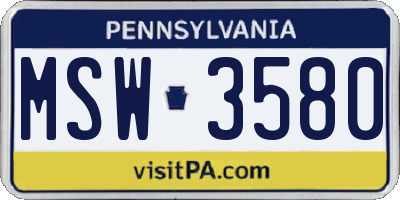PA license plate MSW3580