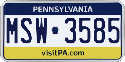 PA license plate MSW3585