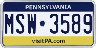PA license plate MSW3589
